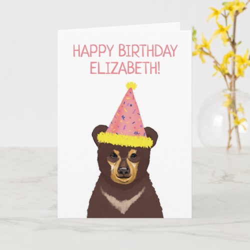 Cute Bear Cub Illustration Happy Birthday  Card