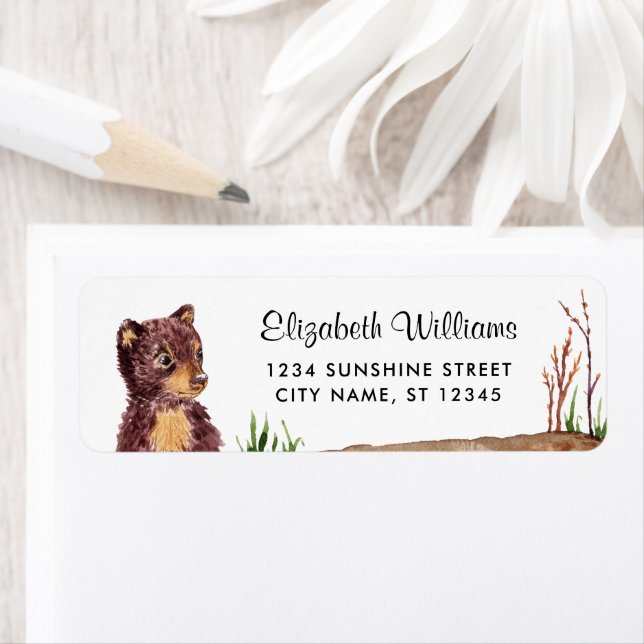 Cute Bear Cub Return Address Label (Insitu)