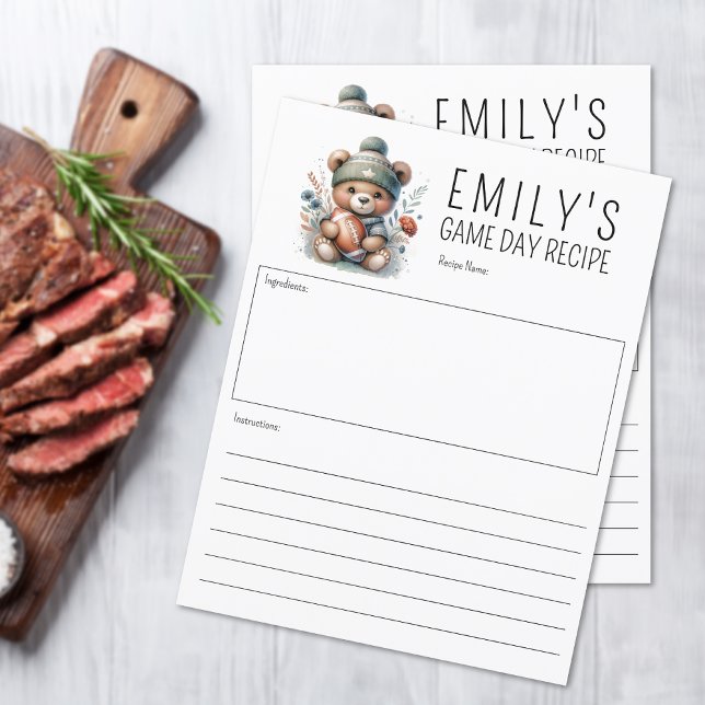 Cute Bear Custom Recipe 8.5x11 Card (Custom Recipe 8.5x11 Card (multiple shown))