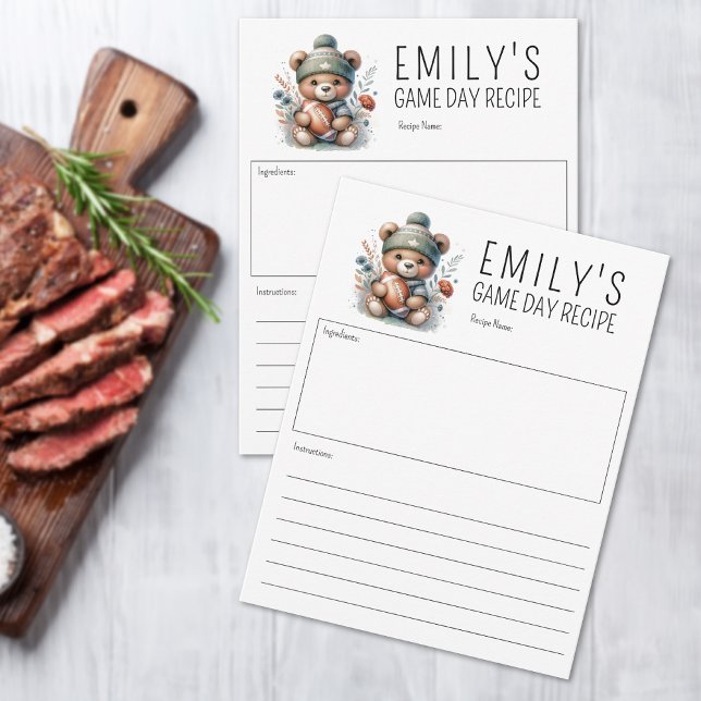 Cute Bear Custom Recipe Card (Custom Recipe Card (multiple shown))