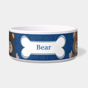 Cute Bear Customized Pet Dog Food Bowl - Navy