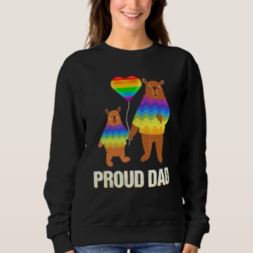 Cute Bear Dad And Baby Rainbow Heart Lgbt Proud Da Sweatshirt