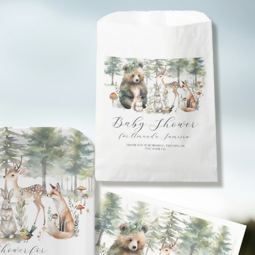 Cute Bear Deer Squirrel Forest Animals Baby Shower Favor Bag