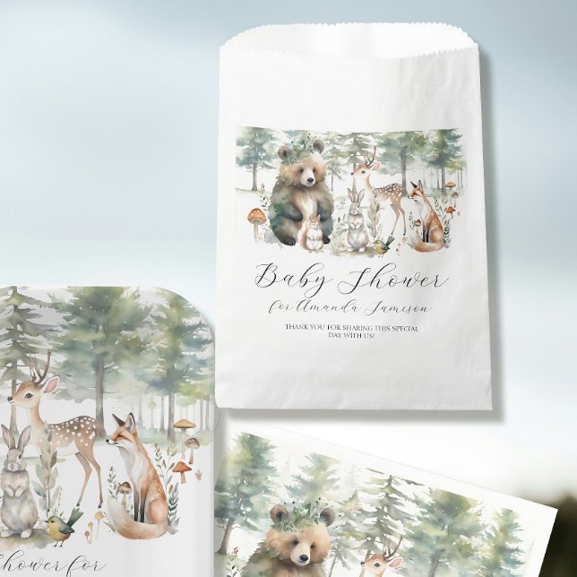 Cute Bear Deer Squirrel Forest Animals Baby Shower Favor Bag (Creator Uploaded)