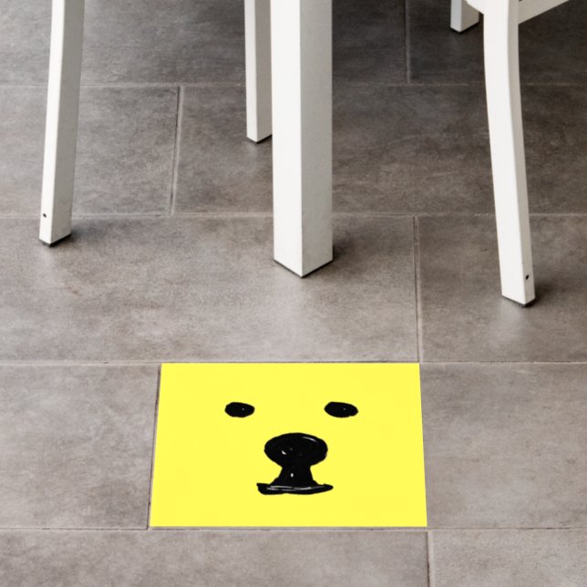 Cute Bear Dog Face Head Floor Decals (Restaurant)