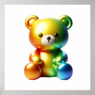Cute Bear Doll Wall Art Poster for Cozy Kids Room 