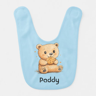 Cute Bear Eating a Cookie Babero Baby Bib