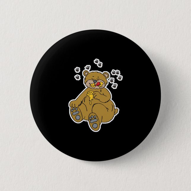 cute bear eating honey button (Front)