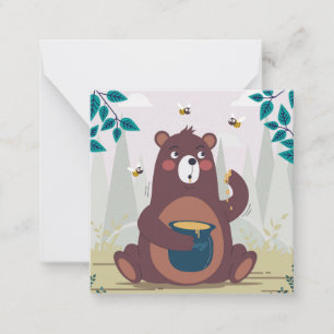 Cute Bear Enjoying Honey Note Card