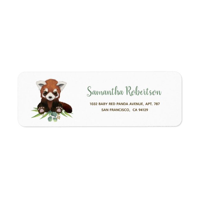 Cute Bear Eucalyptus Gender Neutral Baby Shower Label (Front)