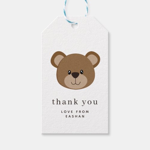 Cute Bear Face  1st Birthday Thank You Gift Tags