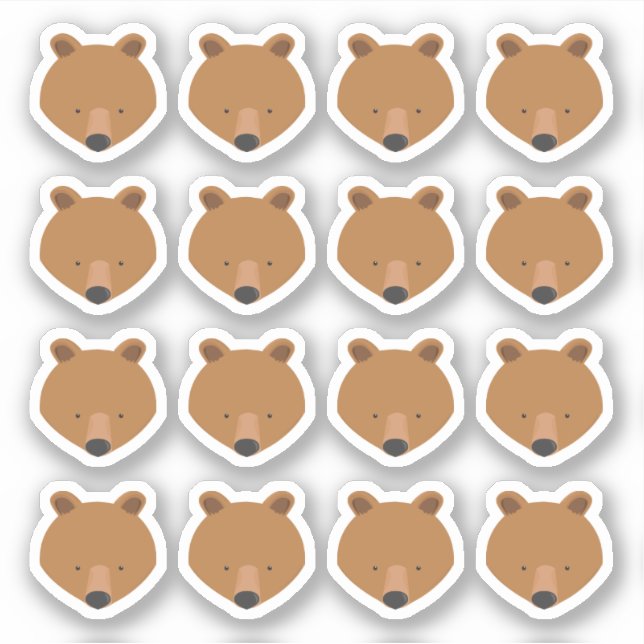 Cute Bear Face Animal Sticker (Front)