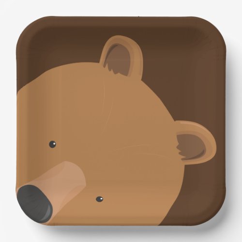  Cute Bear Face Brown Animal Paper Plates