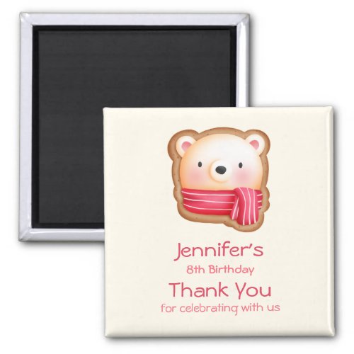 Cute Bear Face in a Red Scarf Birthday Thank You Magnet