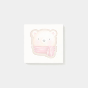 Cute Bear Face in a Red Scarf Christmas Cookie Post-it Notes