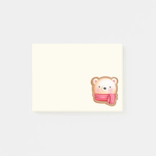 Cute Bear Face in a Red Scarf Christmas Cookie Post-it Notes