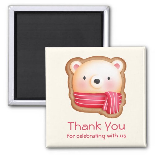 Cute Bear Face in a Red Scarf Thank You Magnet
