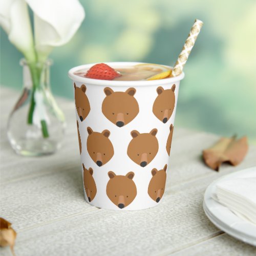 Cute Bear Face Pattern Animal Paper Cups