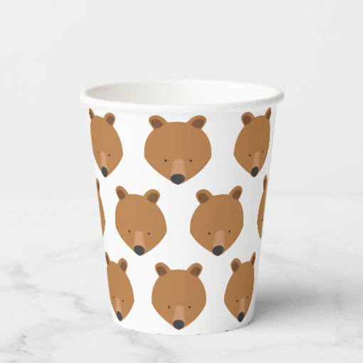 Cute Bear Face Pattern Animal Paper Cups | Zazzle