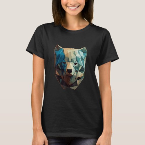 Cute Bear Face Polygon Low Poly Bears Colorful 3  T_Shirt