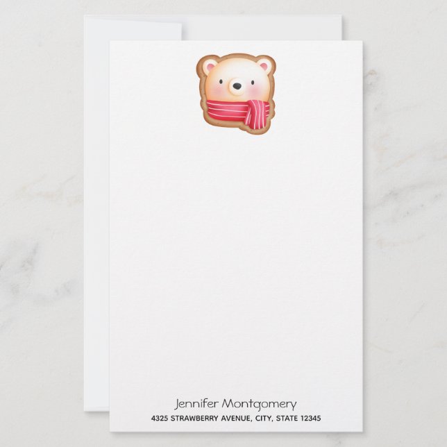 Cute Bear Face Red Scarf & Rosy Cheeks Christmas (Front)