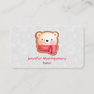 Cute Bear Face Red Scarf & Rosy Cheeks Christmas Business Card