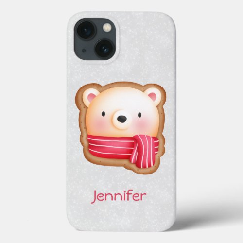 Cute Bear Face Red Scarf  Rosy Cheeks Christmas iPhone 13 Case