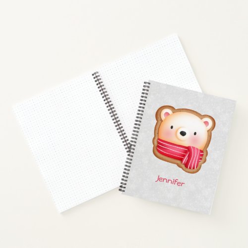 Cute Bear Face Red Scarf  Rosy Cheeks Christmas Notebook