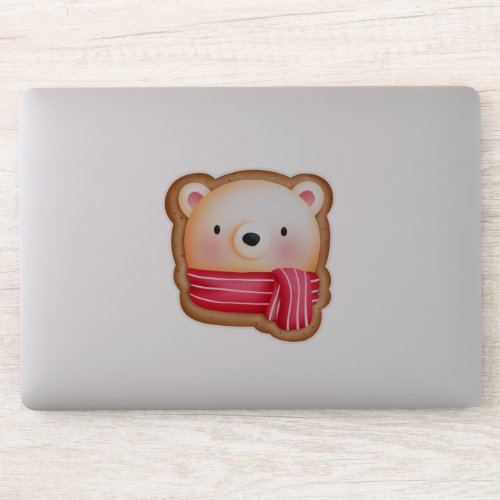 Cute Bear Face Red Scarf  Rosy Cheeks Christmas Sticker