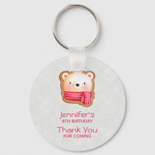 Cute Bear Face Red Scarf & Rosy Cheeks Party Favor Keychain