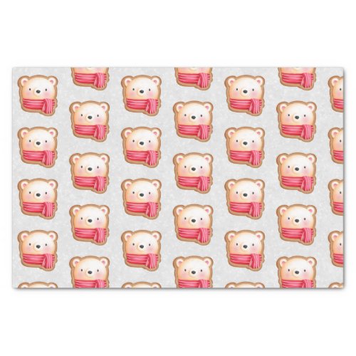 Cute Bear Face Red Scarf  Rosy Cheeks Pattern Tissue Paper