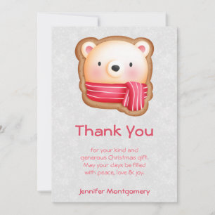 Cute Bear Face Red Scarf & Rosy Cheeks Thank You