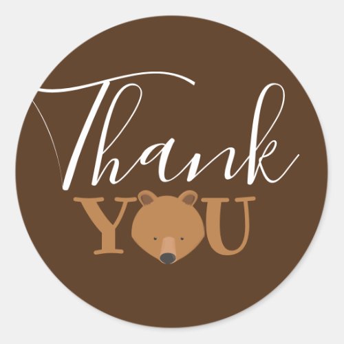 Cute Bear Face Thank You Classic Round Sticker