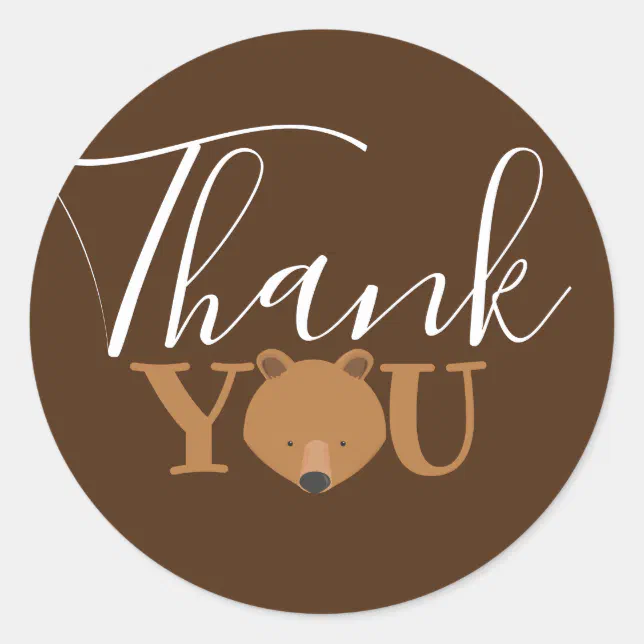Cute Bear Face Thank You Classic Round Sticker | Zazzle