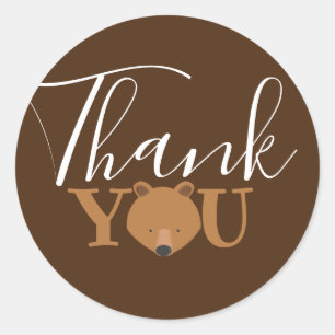 Cute Bear Face Thank You Classic Round Sticker
