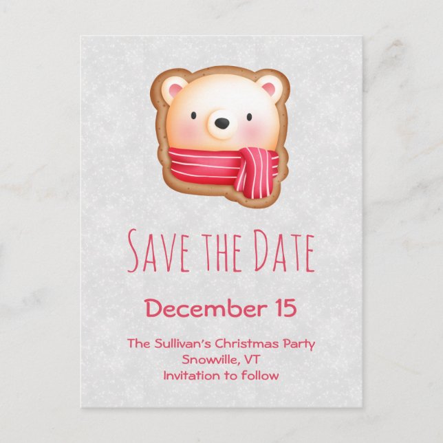 Cute Bear Face with Rosy Cheeks Save the Date Invitation Postcard (Front)