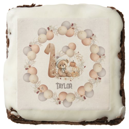 Cute Bear Fall Beary 1st Birthday Brownie