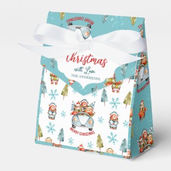 Cute Bear Family Pattern Santa Hat Merry Christmas Favor Boxes by 17Minutes at Zazzle
