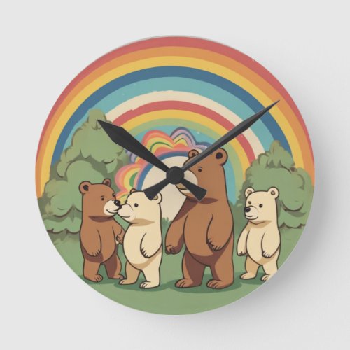 Cute Bear Family Wall Clock