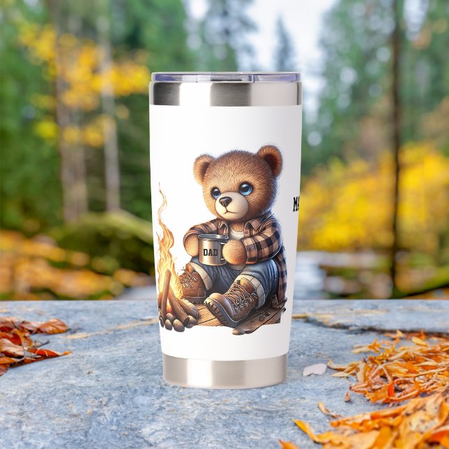 cute bear Father's Day tumbler Water Bottle (Outdoor (Rotated))