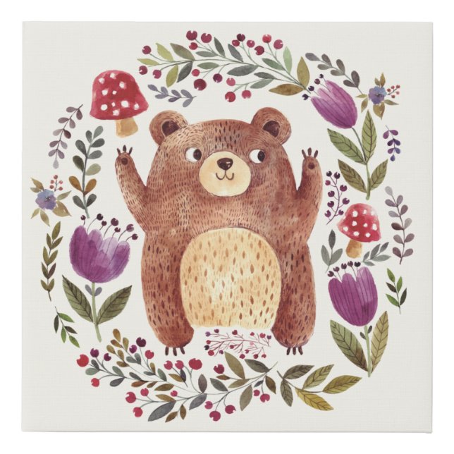 Cute Bear Faux Canvas Print (Front)