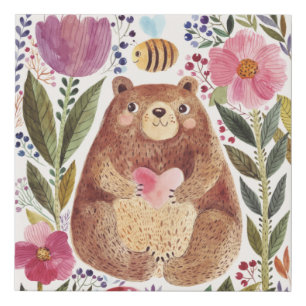 Cute Bear Faux Canvas Print