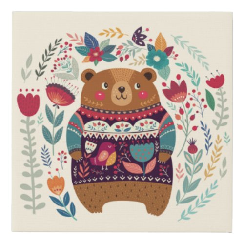 Cute Bear Faux Canvas Print