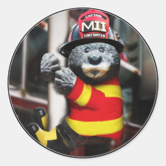 Cute Bear Firefighter Classic Round Sticker