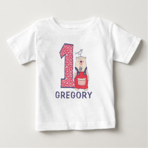 Cute bear first birthday with name baby T-Shirt