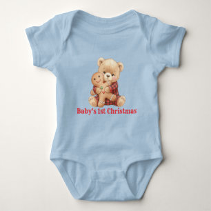 Cute Bear First Christmas Baby Bodysuit