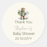 Cute Bear Fisherman Reel Excited Baby Shower