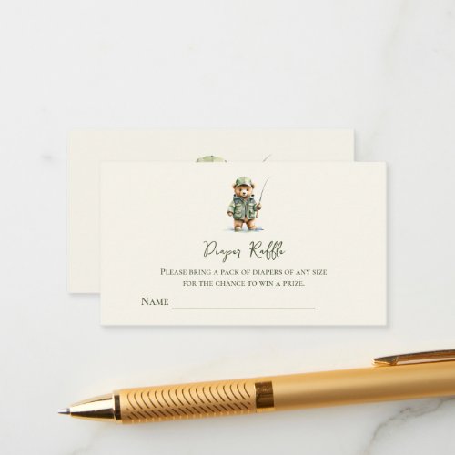 Cute Bear Fishing Diaper Raffle Ticket  Enclosure Card