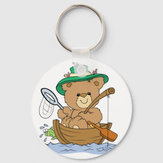 Cute Bear Fishing in Boat Keychain