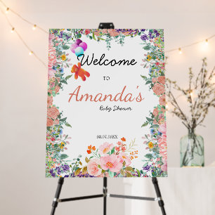 Cute Bear float Balloon floral Welcome baby shower Foam Board